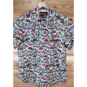 Robert Graham Miss Rumba Classic Car Shirt Men Medium Short Sleeve Button Down